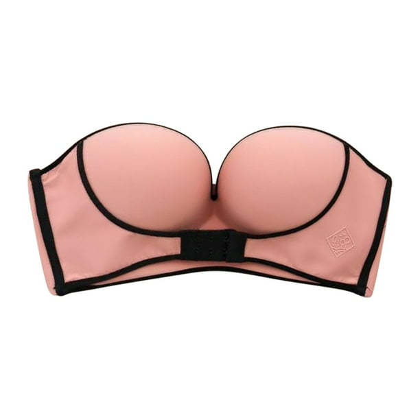 Ladies Underwired Strapless Bra Unlined Antiskid Solid Boost Lingerie Underwear